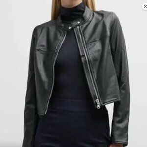 SPANX Black Leather Jacket